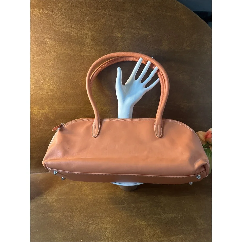 TERRY LEWIS Classic Luxuries Terra-Cotta Orange LEATHER TOTE/Baguette Purse